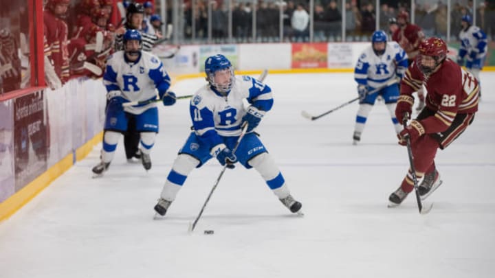 Rogers' Parker Deschene on the puck as a sophomore for the Royals. He's now a senior and headed to the 2025 state tournament.