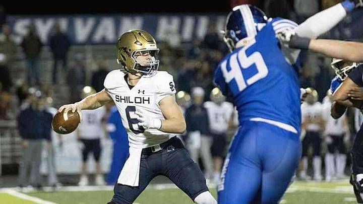 Shiloh Christian quarterback Cole Creighton gets set to release a pass.