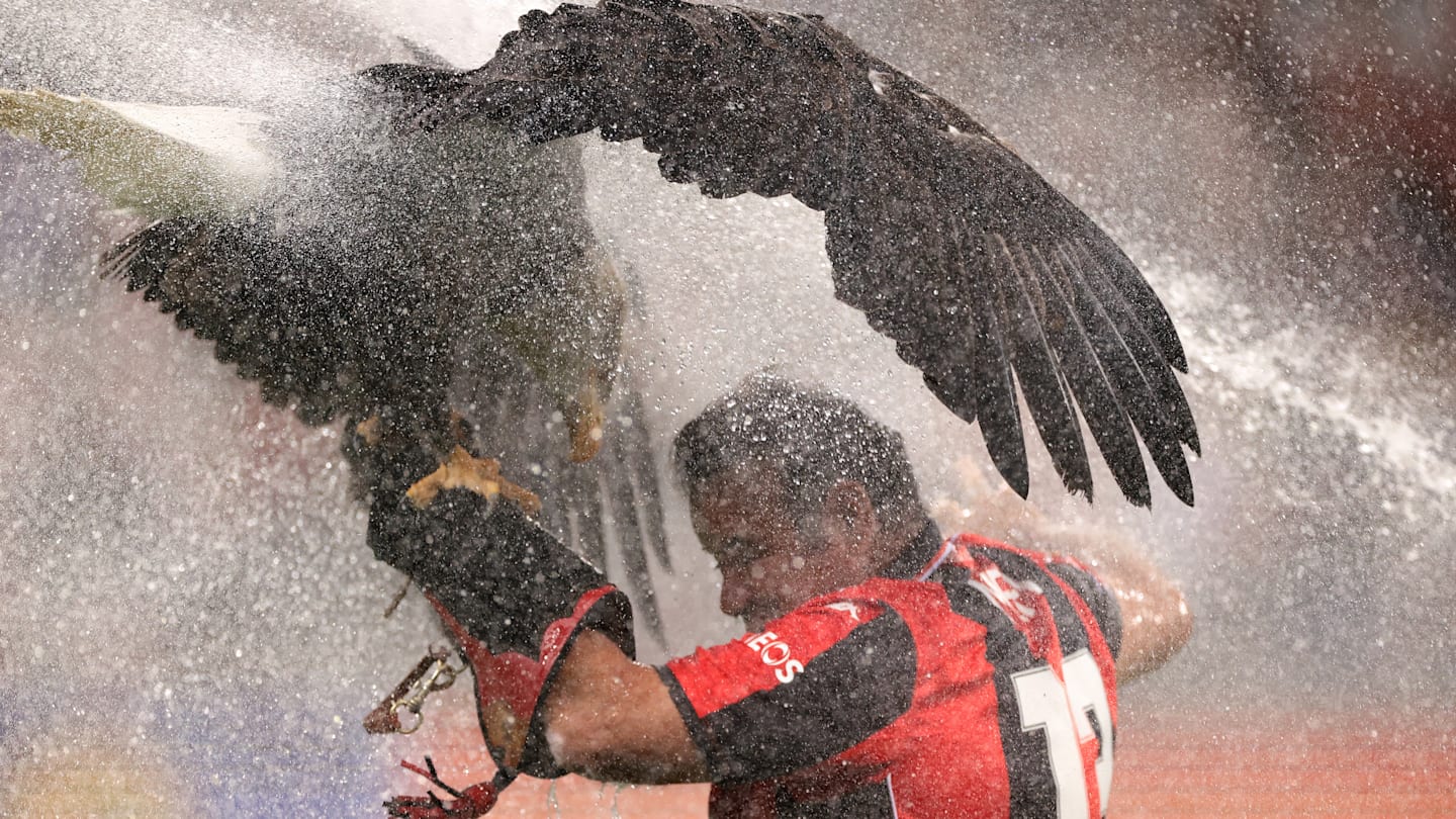 Famous OGC Nice eagle mascot and trainer blasted by sprinkler
