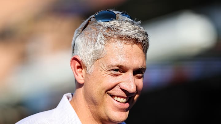 Houston Astros v Baltimore Orioles: Orioles executive vice president and GM Mike Elias flashing a smile