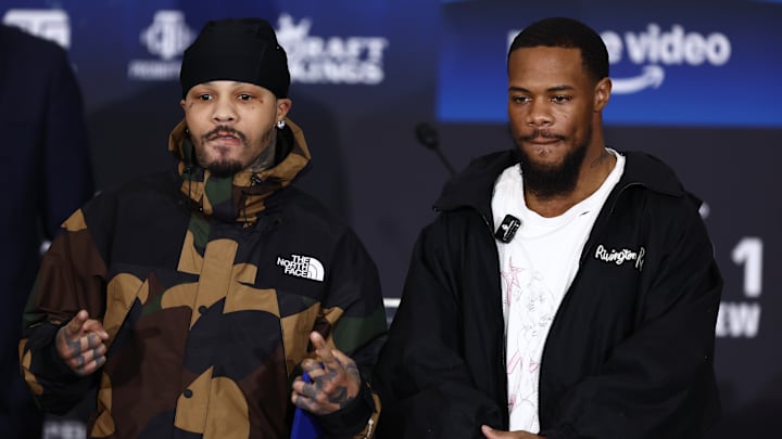 Gervonta Davis y Lamont Roach Jr. durante la presentación de su pelea