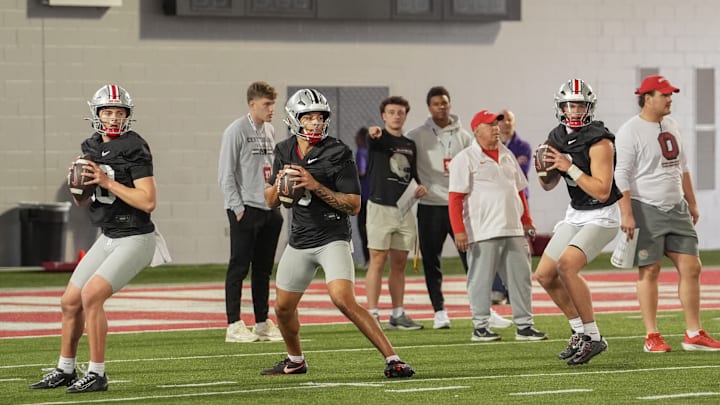 Julian Sayin, Tavien St. Clair, Lincoln Kienholz, Ohio State Buckeyes