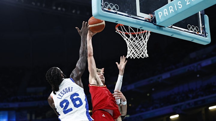 Franz Wagner made a pair of statement plays on his way to 26 points in a marquee matchup for Germany at the Olympics.