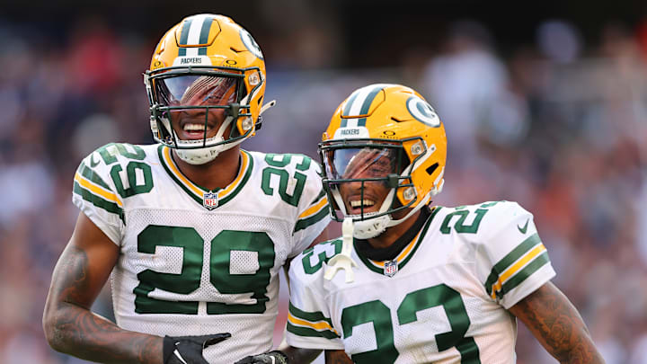 Green Bay Packers defensive backs Jaire Alexander and Rasul Douglas