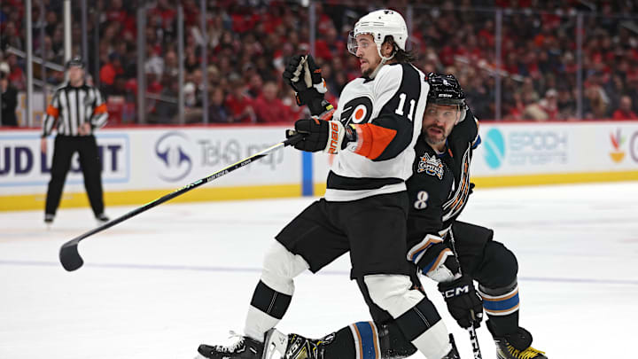 Travis Konecny brings a four-game point streak into Thursday's matchup versus the Capitals. He has seven points during the streak.