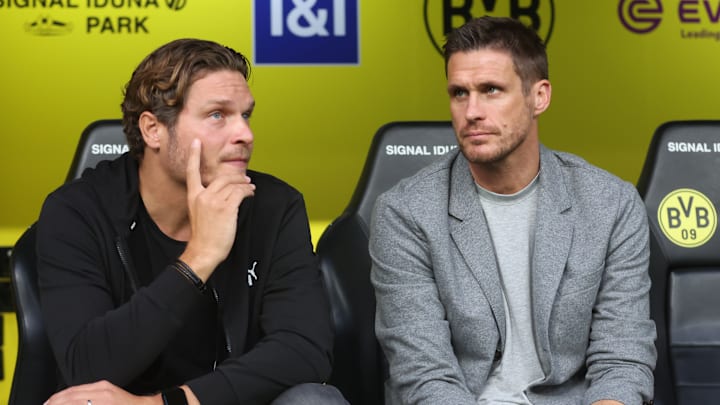 Böse Miene zum schlechten Spiel: Edin Terzic (l.) und Sebastian Kehl Böse Miene zum schlechten Spiel: Edin Terzic (l.) und Sebastian Kehl