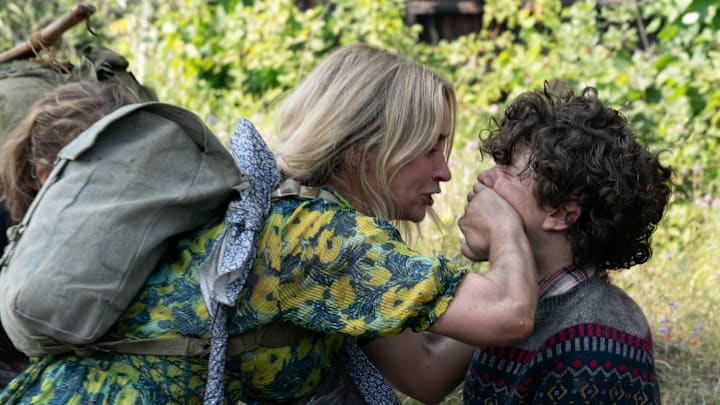 Evelyn (Emily Blunt) and Marcus (Noah Jupe) brave the unknown in "A Quiet Place Part II.” photo courtesy Paramount Pictures