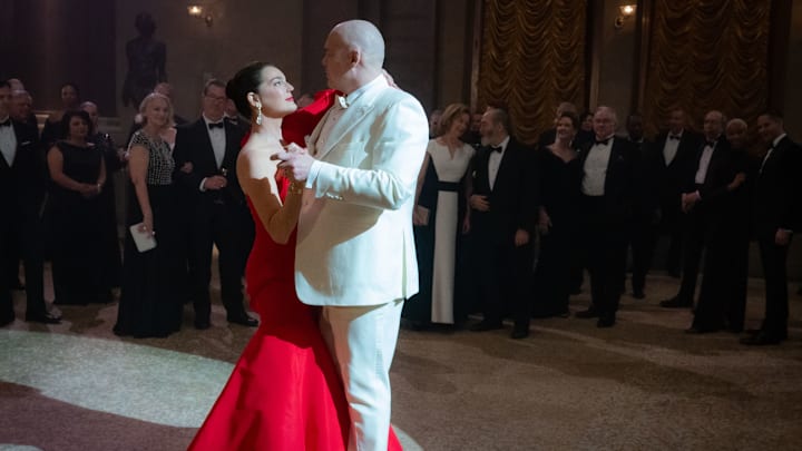 (L-R) Vanessa Fisk (Ayelet Zurer) and Wilson Fisk/Kingpin (Vincent D'Onofrio) in Marvel Television's DAREDEVIL: BORN AGAIN, exclusively on Disney+. Photo by Giovanni Rufino. © 2025 MARVEL.