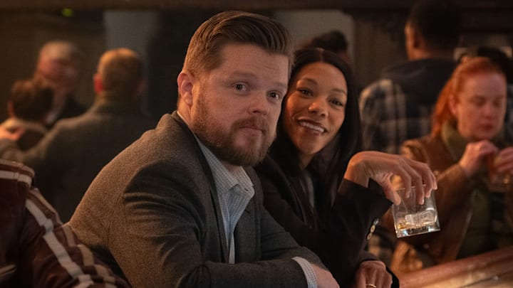 (L-R): Foggy Nelson (Elden Henson) and Kirsten Mcduffie, ADA (Nikki M. James) in Marvel Television's DAREDEVIL: BORN AGAIN, exclusively on Disney+. Photo by Giovanni Rufino. © 2025 MARVEL.