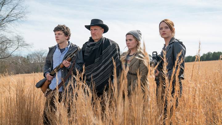 Columbus (Jesse Eisenberg), Tallahassee (Woody Harrelson), Little Rock (Abigail Breslin) and Wichita (Emma Stone) in Columbia Pictures' ZOMBIELAND: DOUBLE TAP.