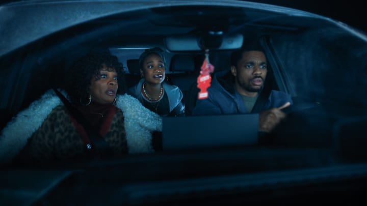 (L to R) Vanessa Calloway as Anita, Naté Jones as Bri, and Vince Staples as Vince Staples in Episode 202 of The Vince Staples Show