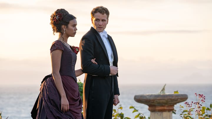 Episode 3. Alisha Boe and Josh Dylan in "The Buccaneers," premiering November 8, 2023 on Apple TV+.