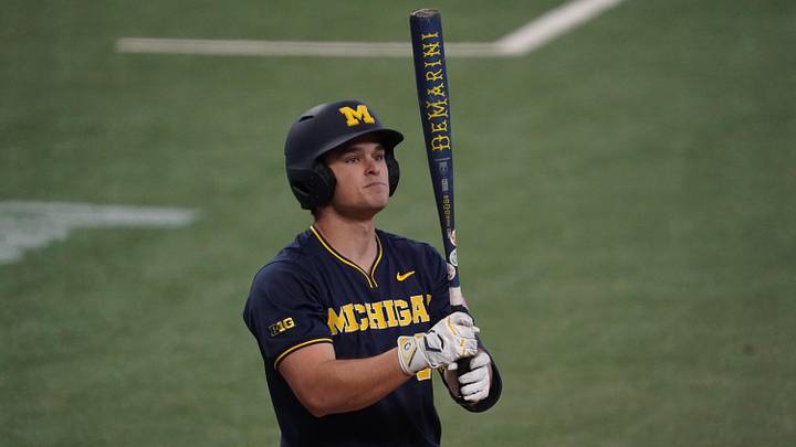 Feb 20, 2026; Arlington, TX, USA; Michigan Wolverines vs Florida State Seminoles during the Amegy Bank College Baseball Series at Globe Life Field. Mandatory Credit: Raymond Carlin III-Imagn Images