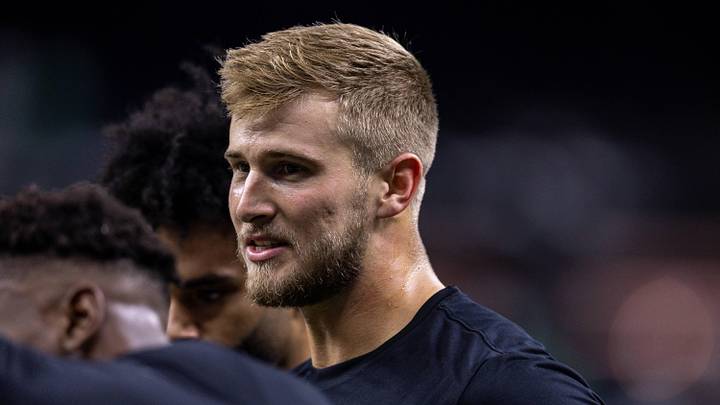 Dec 21, 2025; New Orleans, Louisiana, USA;  New Orleans Saints quarterback Tyler Shough (6)  during warm ups before the game against the New York Jets at Caesars Superdome. Mandatory Credit: Stephen Lew-Imagn Images
