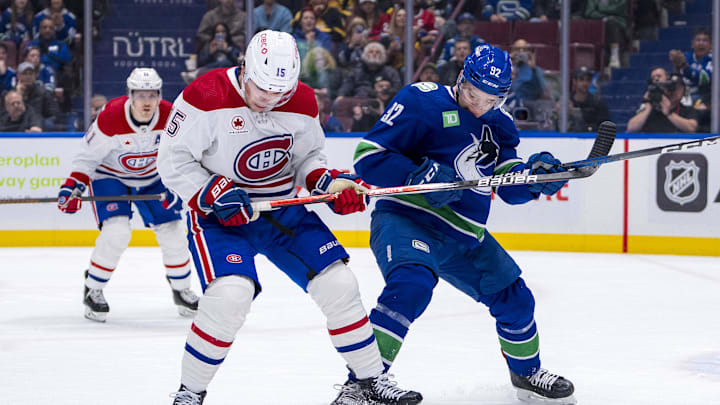 Mar 21, 2024; Vancouver, British Columbia, CAN;  Montreal Canadiens forward Alex Newhook