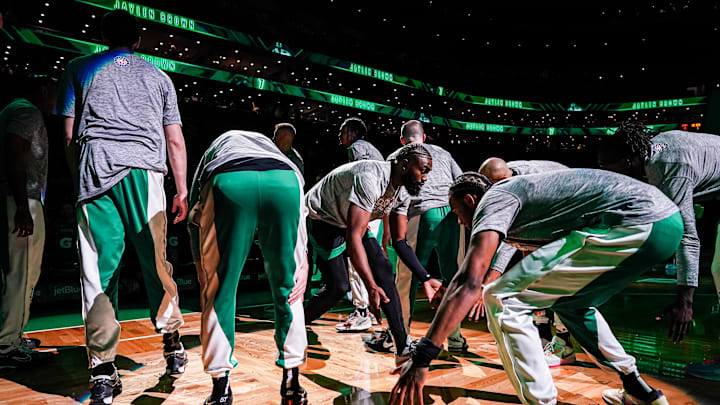 Nov 13, 2023; Boston, Massachusetts, USA; Boston Celtics guard Jaylen Brown (7) is introduced before