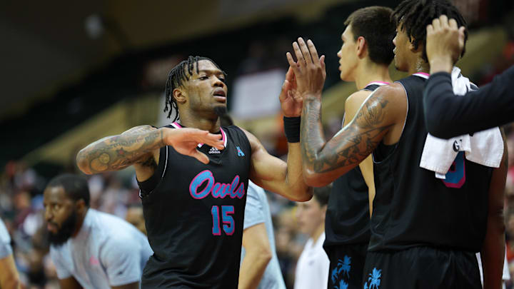 Nov 26, 2023; Kissimmee, FL, USA;  Florida Atlantic Owls guard Alijah Martin (15) is subbed out of