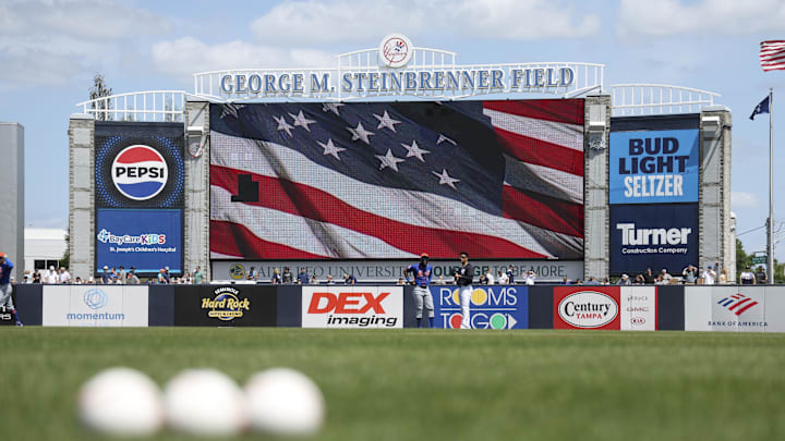 Mar 25, 2024; Tampa, Florida, USA;  a general view of the stadium before a game between the New York Mets and New York Yankees at George M. Steinbrenner Field. Mandatory Credit: Nathan Ray Seebeck-Imagn Images