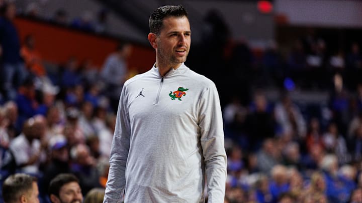 Jan 20, 2026; Gainesville, Florida, USA; Florida Gators head coach Todd Golden looks on against the Louisiana State Tigers during the first half at Exactech Arena at the Stephen C. O'Connell Center. Mandatory Credit: Matt Pendleton-Imagn Images Jan 20, 2026; Gainesville, Florida, USA; Florida Gators head coach Todd Golden looks on against the Louisiana State Tigers during the first half at Exactech Arena at the Stephen C. O'Connell Center. Mandatory Credit: Matt Pendleton-Imagn Images