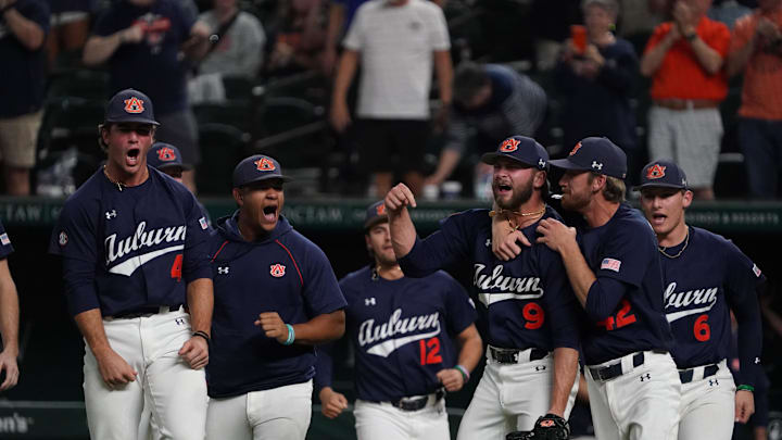 Mar 1, 2025; Arlington, TX, USA; The Auburn Tigers play against the Oregon State Beavers during the Amegy Bank College Baseball Series presented by Kubota Weekend 3 at Globe Life Field. Mandatory Credit: Raymond Carlin III-Imagn Images