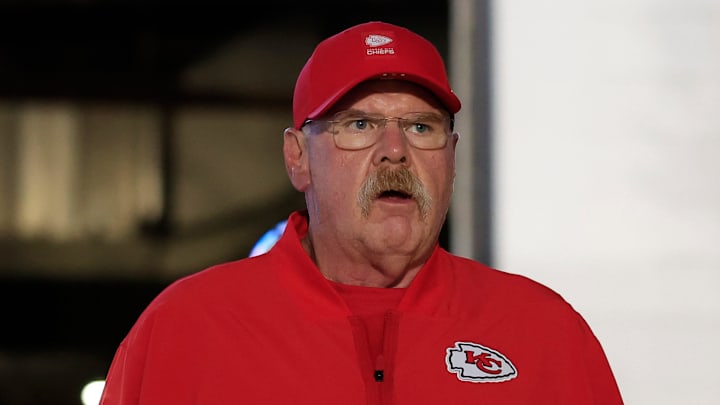 Kansas City Chiefs head coach Andy Reid walks in the tunnel before an NFL football matchup at EverBank Stadium, Monday, Oct. 6, 2025, in Jacksonville, Fla. The Jacksonville Jaguars edged the Kansas City Chiefs 31-28. [Corey Perrine/Florida Times-Union]