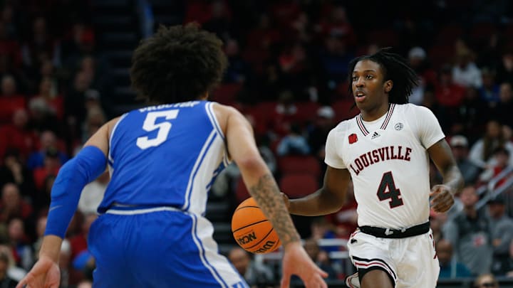 Louisville   s Ty-Laur Johnson brings the ball up court against Duke   s Tyrese Proctor Tuesday