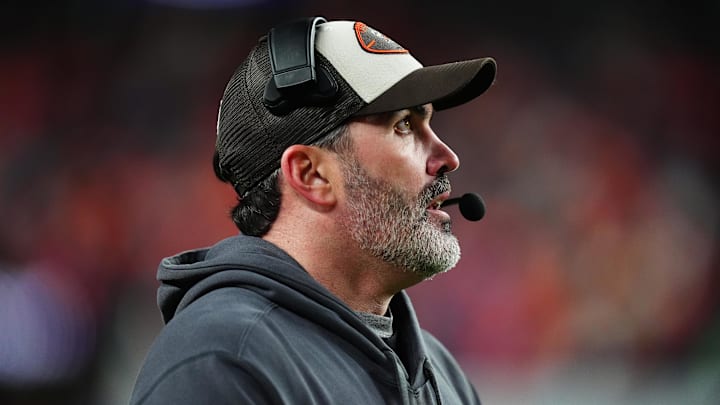 Dec 2, 2024; Denver, Colorado, USA; Cleveland Browns head coach Kevin Stefanski during the second half against the Denver Broncos at Empower Field at Mile High. Mandatory Credit: Ron Chenoy-Imagn Images