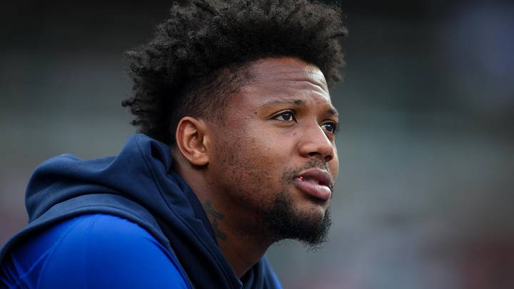 May 16, 2026; Atlanta, Georgia, USA; Atlanta Braves right fielder Ronald Acuna Jr. (13) in the dugout against the Boston Red Sox in the first inning at Truist Park. Mandatory Credit: Brett Davis-Imagn Images
