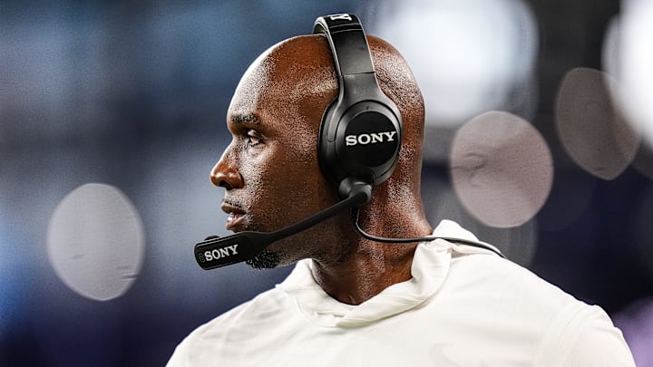 Houston Texans head coach DeMeco Ryans watches a play against Detroit Lions during the second half at Ford Field in Detroit on Saturday, August 23, 2025.