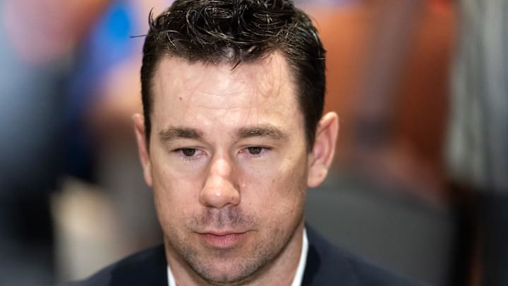 Las Vegas Raiders head coach Klint Kubiak during the 2026 NFL Annual League Meeting.