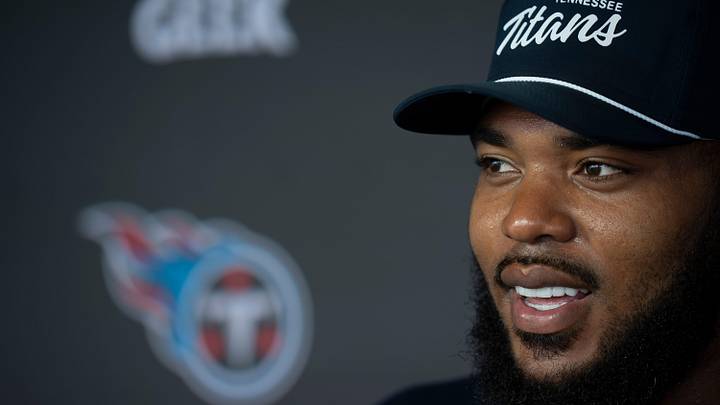 Tennessee Titans defensive tackle Jeffrey Simmons fields questions