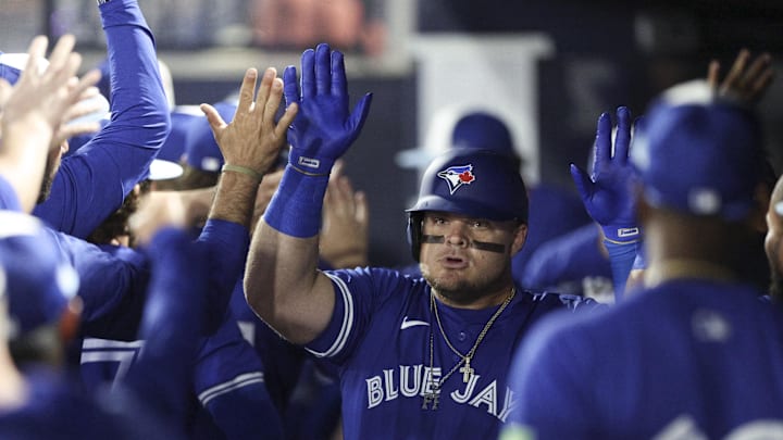 Mar 1, 2024; Tampa, Florida, USA;  Toronto Blue Jays designated hitter Daniel Vogelbach (20)