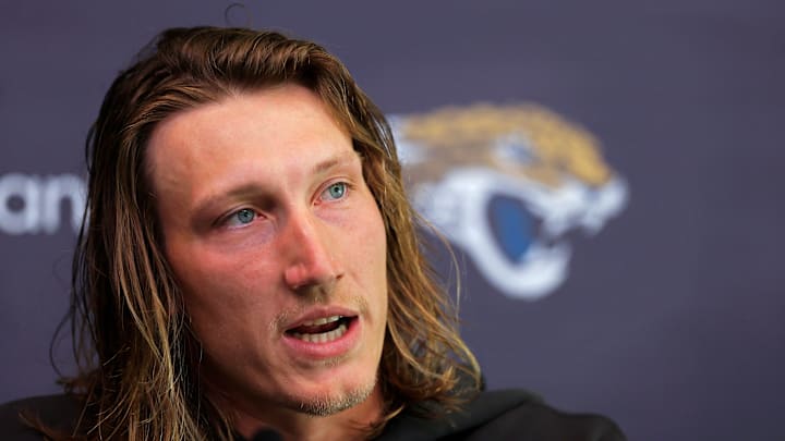 Jacksonville Jaguars quarterback Trevor Lawrence speaks during a press conference