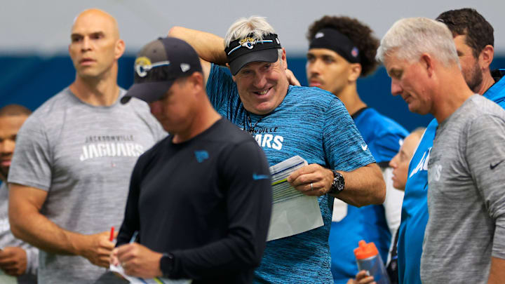 Jacksonville Jaguars head coach Doug Pederson at EverBank Stadium’s Miller Electric Center in Jacksonville, Fla.