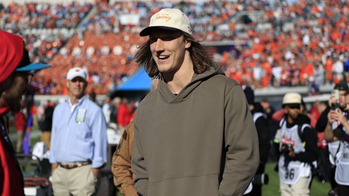 Jacksonville Jaguars quarterback Trevor Lawrence talks on the Clemson sideline during the third quarter of an NCAA football matchup in the TaxSlayer Gator Bowl Friday, Dec. 29, 2023 at EverBank Stadium in Jacksonville, Fla. The Clemson Tigers edged the Kentucky Wildcats 38-35. [Corey Perrine/Florida Times-Union]