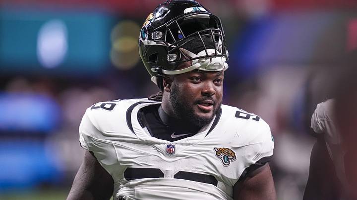 Aug 23, 2024; Atlanta, Georgia, USA; Jacksonville Jaguars defensive tackle Jordan Jefferson (98) shown on the field against the Atlanta Falcons at Mercedes-Benz Stadium. Mandatory Credit: Dale Zanine-Imagn Images Aug 23, 2024; Atlanta, Georgia, USA; Jacksonville Jaguars defensive tackle Jordan Jefferson (98) shown on the field against the Atlanta Falcons at Mercedes-Benz Stadium. Mandatory Credit: Dale Zanine-Imagn Images