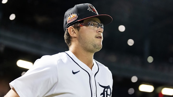 Nov 9, 2025; Mesa, AZ, USA; Detroit Tigers infielder Max Anderson during the Arizona Fall League Fall Stars Game at Sloan Park. Mandatory Credit: Mark J. Rebilas-Imagn Images