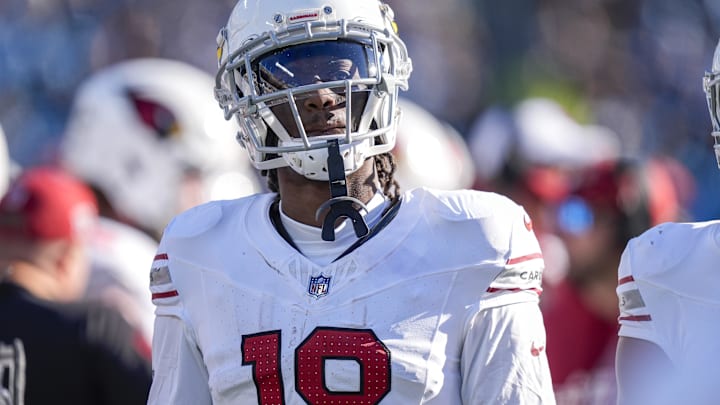 Dec 22, 2024; Charlotte, North Carolina, USA; Arizona Cardinals wide receiver Marvin Harrison Jr. (18) during the second half against the Carolina Panthers at Bank of America Stadium. Mandatory Credit: Jim Dedmon-Imagn Images Dec 22, 2024; Charlotte, North Carolina, USA; Arizona Cardinals wide receiver Marvin Harrison Jr. (18) during the second half against the Carolina Panthers at Bank of America Stadium. Mandatory Credit: Jim Dedmon-Imagn Images