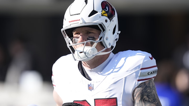 Dec 22, 2024; Charlotte, North Carolina, USA; Arizona Cardinals tight end Trey McBride (85) looks on during the first quarter against the Carolina Panthers at Bank of America Stadium. Mandatory Credit: Jim Dedmon-Imagn Images