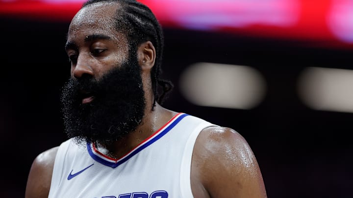 LA Clippers guard James Harden (1) walks off the court during the third quarter against the Sacramento Kings at Golden 1 Center. Mandatory Credit: Sergio Estrada-Imagn Images