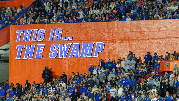The Swamp signage at Ben Hill Griffin Stadium.