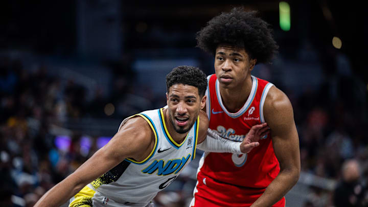 Feb 20, 2025; Indianapolis, Indiana, USA; Indiana Pacers guard Tyrese Haliburton (0) and Memphis Grizzlies forward Jaylen Wells (0) in the first half at Gainbridge Fieldhouse. Mandatory Credit: Trevor Ruszkowski-Imagn Images Feb 20, 2025; Indianapolis, Indiana, USA; Indiana Pacers guard Tyrese Haliburton (0) and Memphis Grizzlies forward Jaylen Wells (0) in the first half at Gainbridge Fieldhouse. Mandatory Credit: Trevor Ruszkowski-Imagn Images