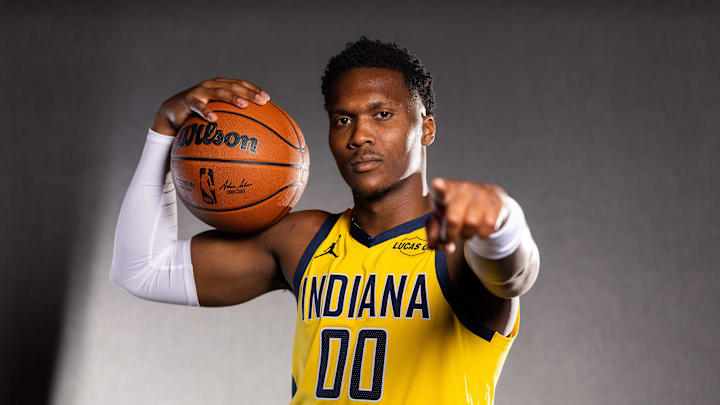 Sep 29, 2025; Indianapolis, IN, USA; Indiana Pacers guard Bennedict Mathurin (00) poses for a photo during media day. Mandatory Credit: Trevor Ruszkowski-Imagn Images Sep 29, 2025; Indianapolis, IN, USA; Indiana Pacers guard Bennedict Mathurin (00) poses for a photo during media day. Mandatory Credit: Trevor Ruszkowski-Imagn Images