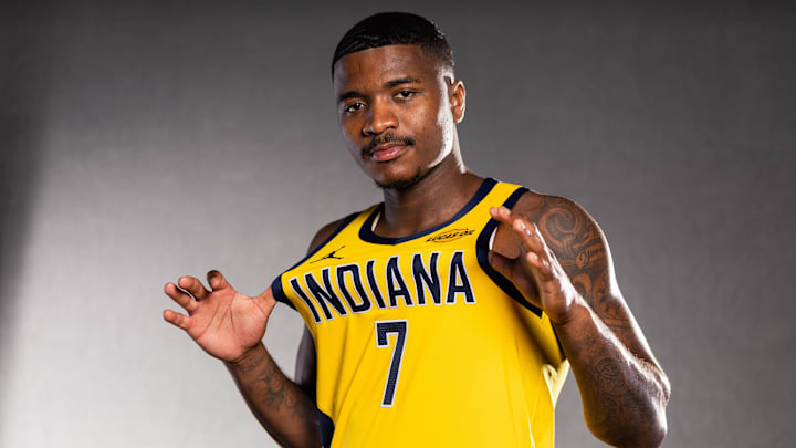 Sep 29, 2025; Indianapolis, IN, USA; Indiana Pacers guard Kam Jones (7) poses for a photo during media day. Mandatory Credit: Trevor Ruszkowski-Imagn Images Sep 29, 2025; Indianapolis, IN, USA; Indiana Pacers guard Kam Jones (7) poses for a photo during media day. Mandatory Credit: Trevor Ruszkowski-Imagn Images