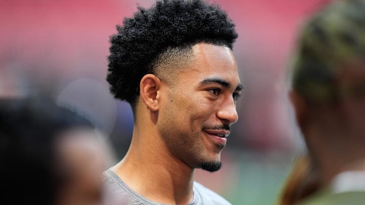 Nov 16, 2025; Atlanta, Georgia, USA; Carolina Panthers quarterback Bryce Young (9) looks on before the game against the Atlanta Falcons at Mercedes-Benz Stadium. Mandatory Credit: Dale Zanine-Imagn Images Nov 16, 2025; Atlanta, Georgia, USA; Carolina Panthers quarterback Bryce Young (9) looks on before the game against the Atlanta Falcons at Mercedes-Benz Stadium. Mandatory Credit: Dale Zanine-Imagn Images