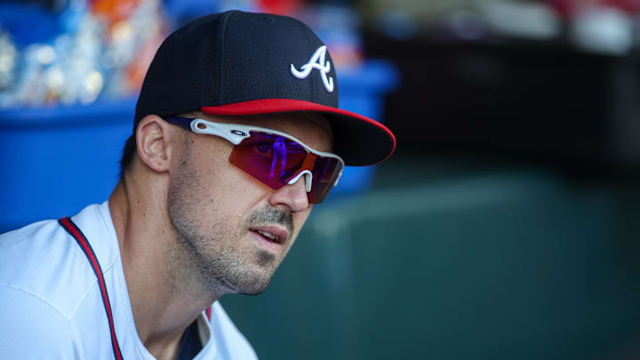 Atlanta Braves right fielder Adam Duvall Atlanta Braves right fielder Adam Duvall