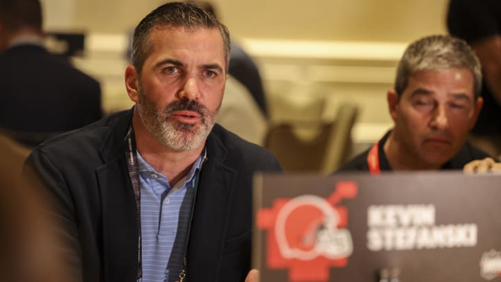 Mar 25, 2024; Orlando, FL, USA; Cleveland Browns Head coach Kevin Stefanski talks to media during the NFL annual league meetings at the JW Marriott. Mandatory Credit: Nathan Ray Seebeck-USA TODAY Sports Mar 25, 2024; Orlando, FL, USA; Cleveland Browns Head coach Kevin Stefanski talks to media during the NFL annual league meetings at the JW Marriott. Mandatory Credit: Nathan Ray Seebeck-USA TODAY Sports