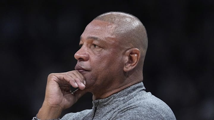 Mar 8, 2025; Milwaukee, Wisconsin, USA; Milwaukee Bucks head coach Doc Rivers looks on in the first half against the Orlando Magic at Fiserv Forum. Mandatory Credit: Michael McLoone-Imagn Images Mar 8, 2025; Milwaukee, Wisconsin, USA; Milwaukee Bucks head coach Doc Rivers looks on in the first half against the Orlando Magic at Fiserv Forum. Mandatory Credit: Michael McLoone-Imagn Images