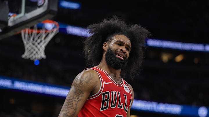 Mar 6, 2025; Orlando, Florida, USA; Chicago Bulls guard Coby White (0) reacts after a play against the Orlando Magic in the third quarter at Kia Center. Mandatory Credit: Nathan Ray Seebeck-Imagn Images Mar 6, 2025; Orlando, Florida, USA; Chicago Bulls guard Coby White (0) reacts after a play against the Orlando Magic in the third quarter at Kia Center. Mandatory Credit: Nathan Ray Seebeck-Imagn Images