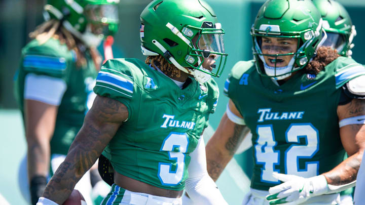 Tulane Green Wave defensive back Javion White (3) intercepts a pass from Northwestern Wildcats quarterback Preston Stone